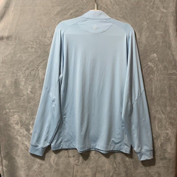 Deolax Sweater Mens Extra Large Light Blue Golf Quarter Zip Pullover Performance - Picture 6 of 13